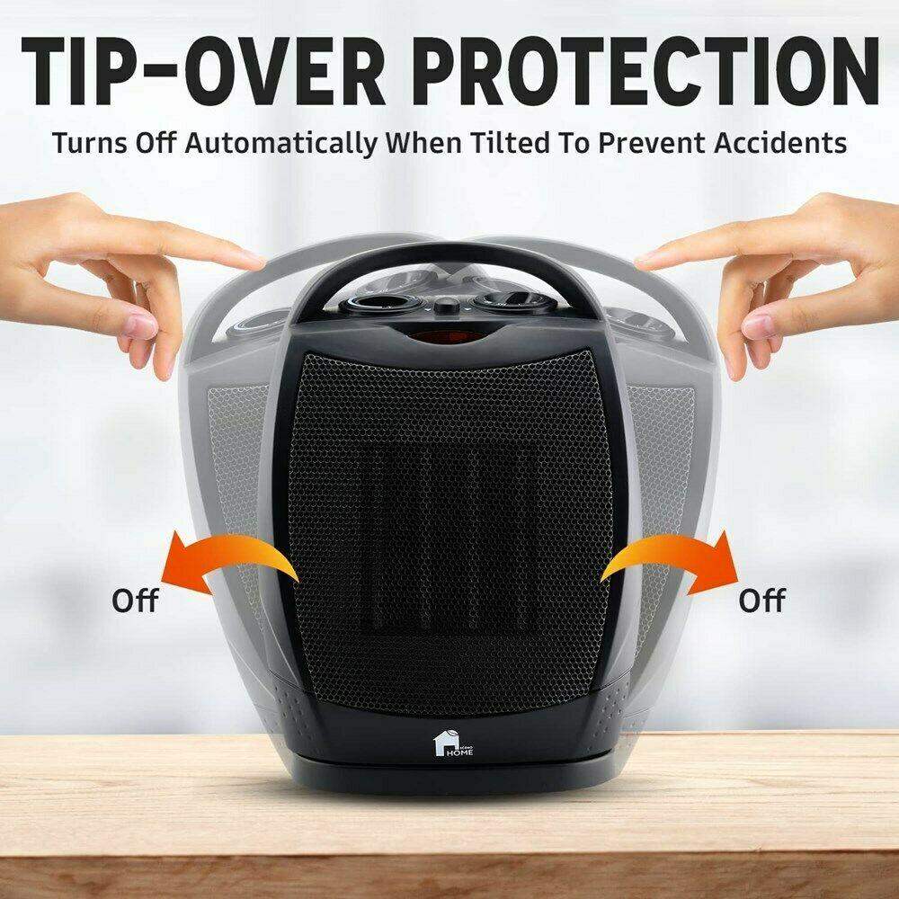 Portable Electric Space Heater Super Quiet Oscillating Heater Fan Thermostat