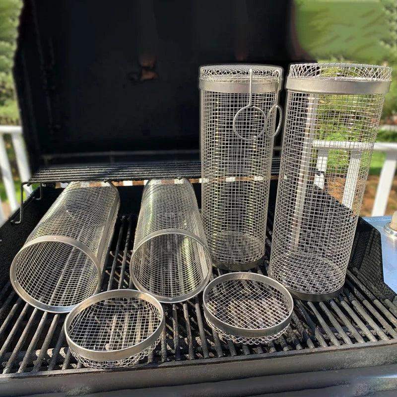 Stainless Steel Rolling BBQ Grill Basket