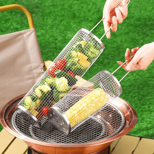 Stainless Steel Round Barbecue BBQ Grilling Basket