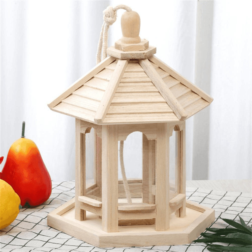 Wooden Transparent Household Bird Feeder