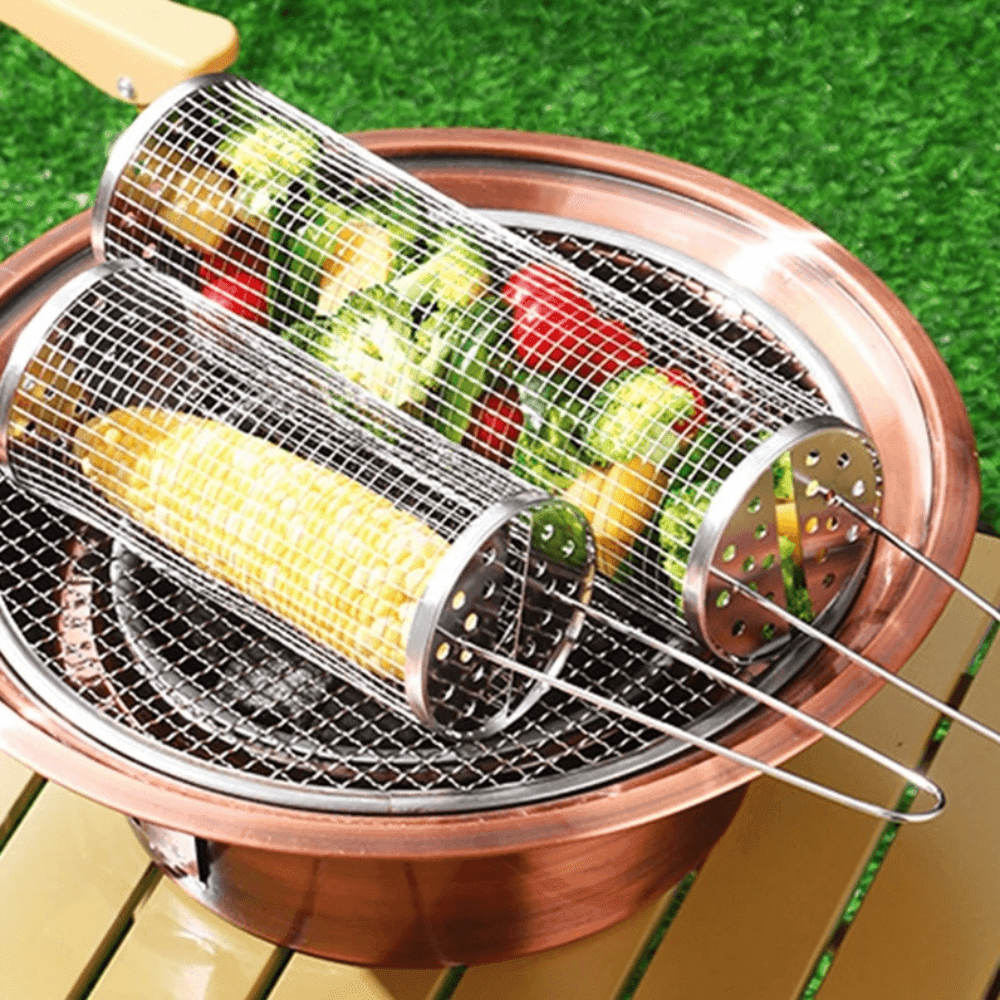 Stainless Steel Round Barbecue BBQ Grilling Basket