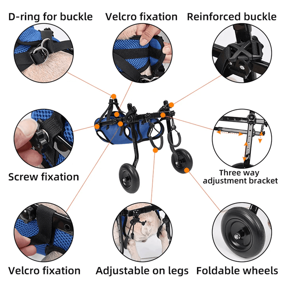 Dog Wheelchair Disability Dog Hind Legs Bracket Cat Dog Injured And Weak Rehabilitation Aid Car Adjustable Pet Walk Booster