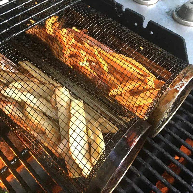 Stainless Steel Rolling BBQ Grill Basket