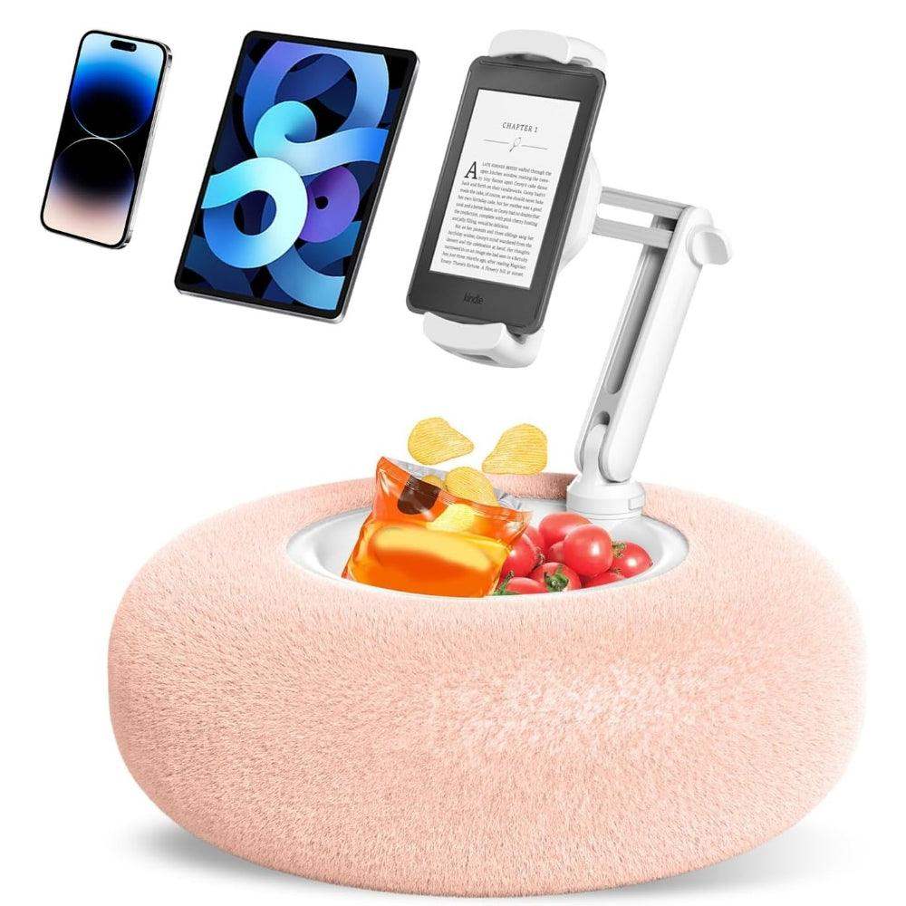 Fuzzy Pillow Phone Holder with Snack Bowl