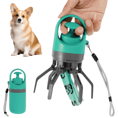 Dog Poop Picker Upper Claw with Garbage Bag Dispenser