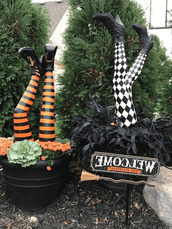 Witch Leg Stakes, Set Of Two Yard Halloween Decoration