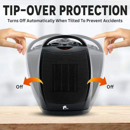 Portable Electric Space Heater Super Quiet Oscillating Heater Fan Thermostat