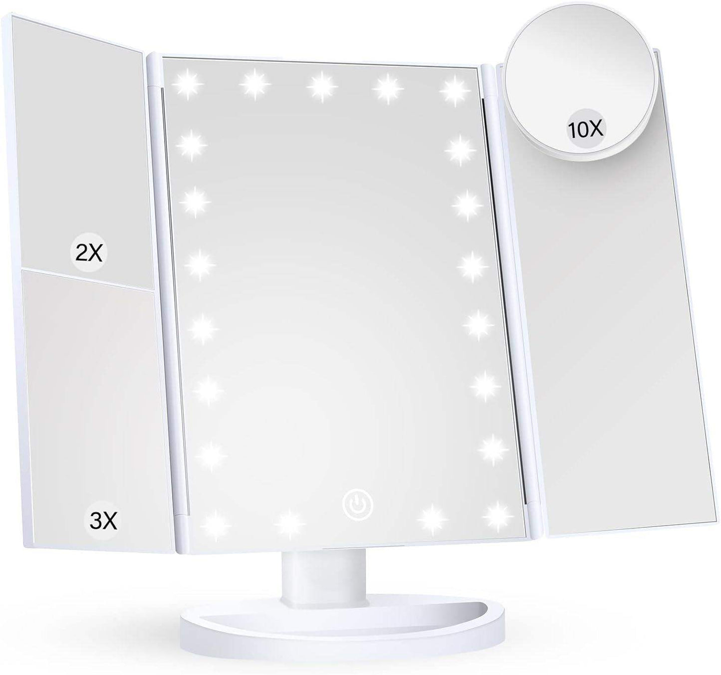 Tri-Fold Led Makeup Mirror With Light