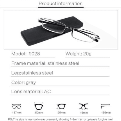 Compact Mens & Ladies Folding Reading Glasses