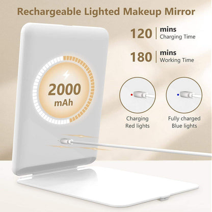 Travel Lighted Makeup Mirror With Magnification