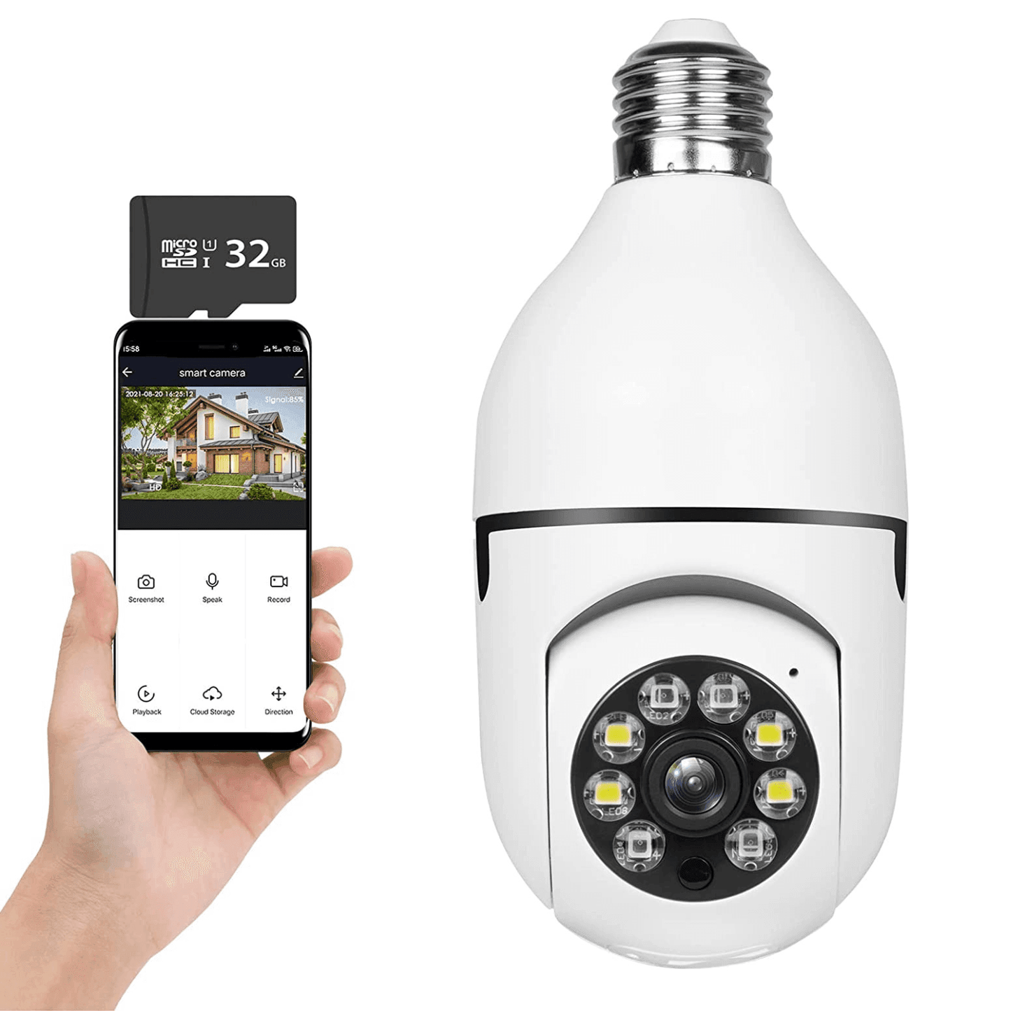 Smart Wifi Indoor / Outdoor Light Bulb Security Camera