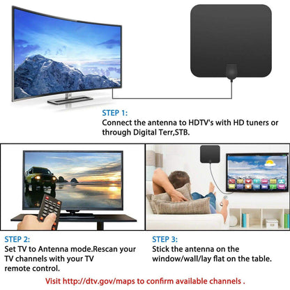 300 Miles Indoor Digital Amplified HDTV Antenna W/ Signal Booster