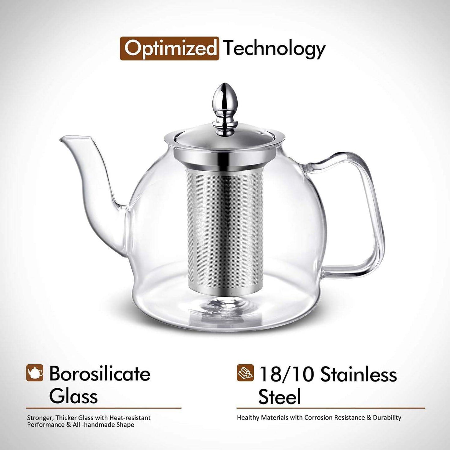 Blooming And Loose Leaf 1000ml Glass Teapot With Removable Infuser