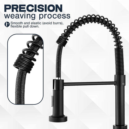 Single-Hole Spring Kitchen Faucet With Pull-Down Sprayer