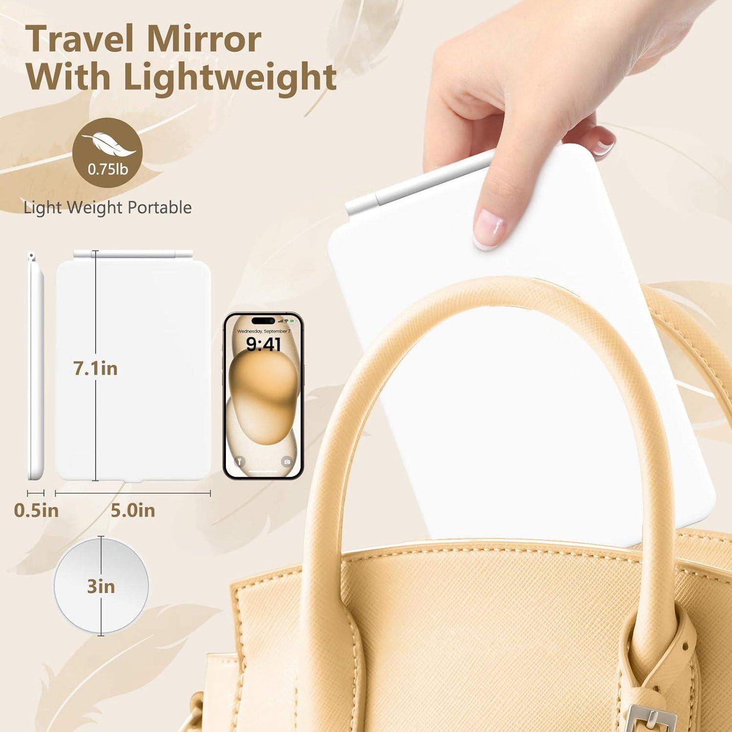 Travel Lighted Makeup Mirror With Magnification