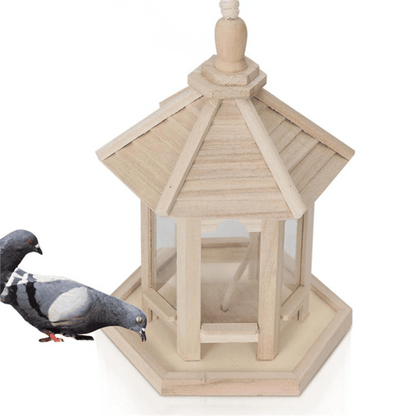 Wooden Transparent Household Bird Feeder