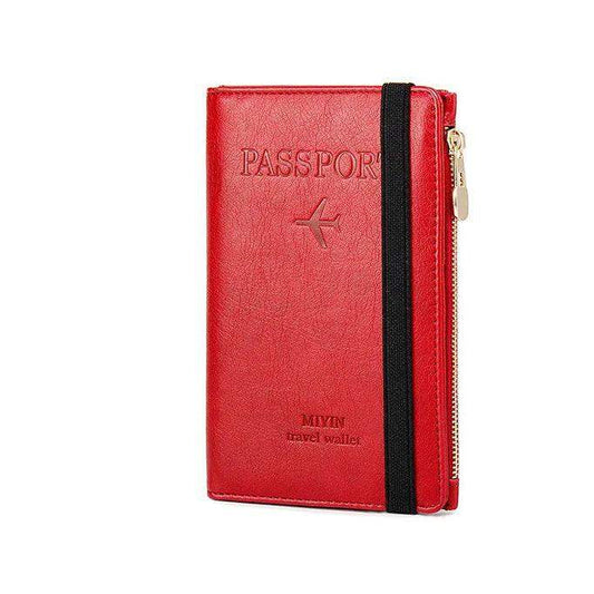 RFID Blocking Leather Card Wallet Travel Multifunctional Passport Case Wallet