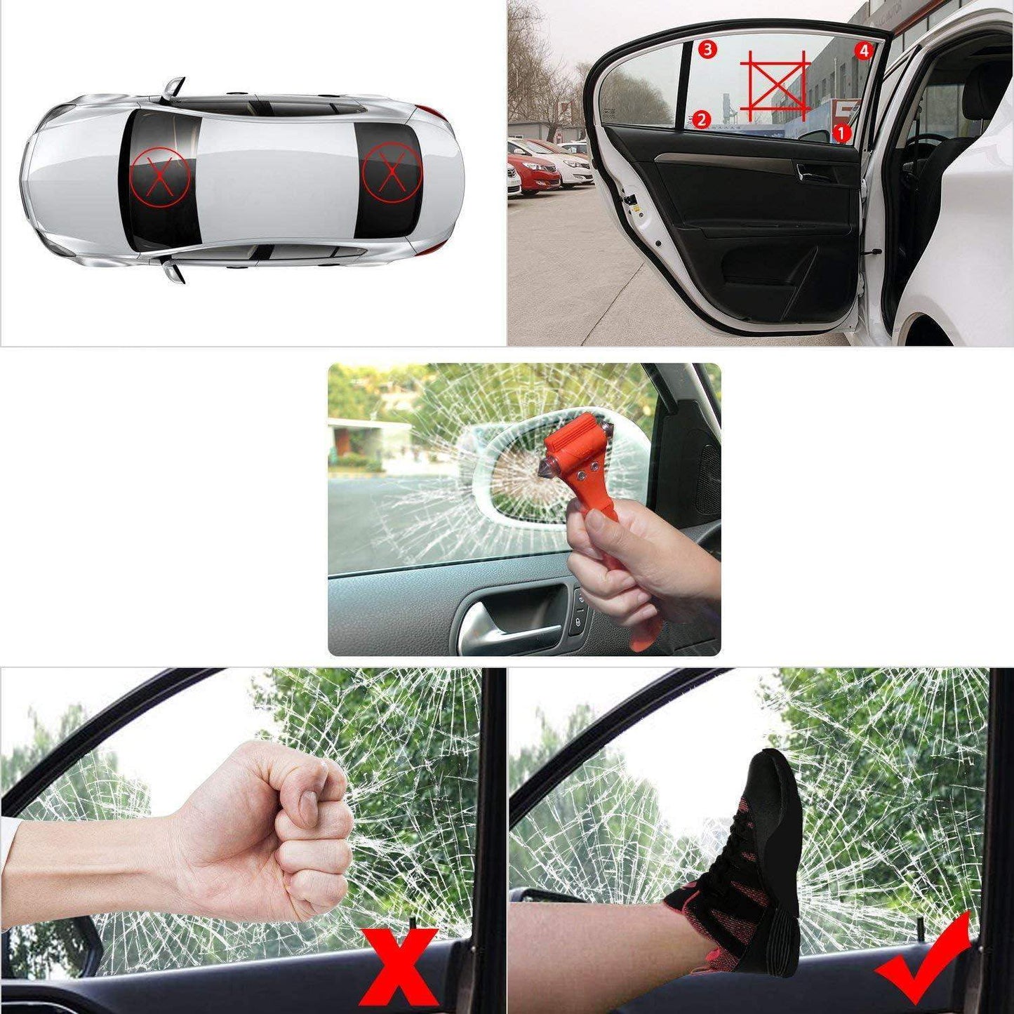 Car Safety Hammer Set Of 2 Emergency Escape Tool Auto Car Window Glass Hammer Breaker And Seat Belt Cutter