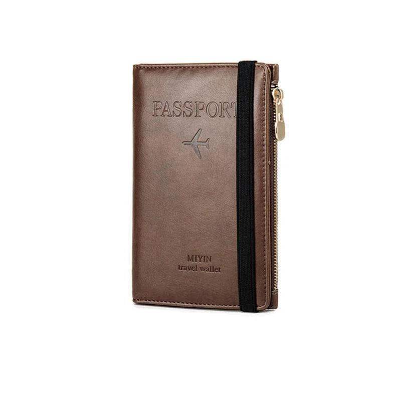 RFID Blocking Leather Card Wallet Travel Multifunctional Passport Case Wallet