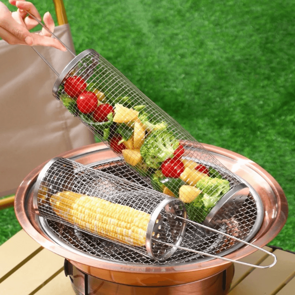 Stainless Steel Round Barbecue BBQ Grilling Basket