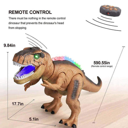 Remote Control T-Rex Dinosaur With LED Light Up, Walking & Roaring Realistic Dinosaur Toys