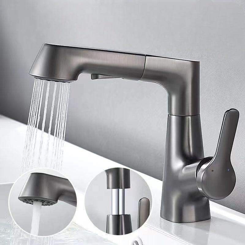 Bathroom Faucet With Rotating Retractable Hand Shower