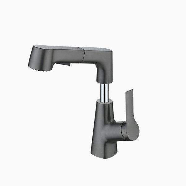 Bathroom Faucet With Rotating Retractable Hand Shower