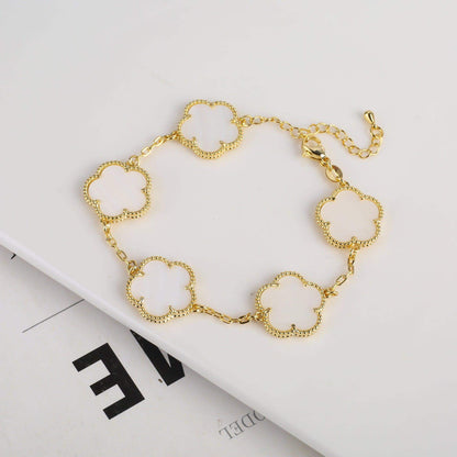 Vintage Clover Flower Pendant Gold Chain Bracelet