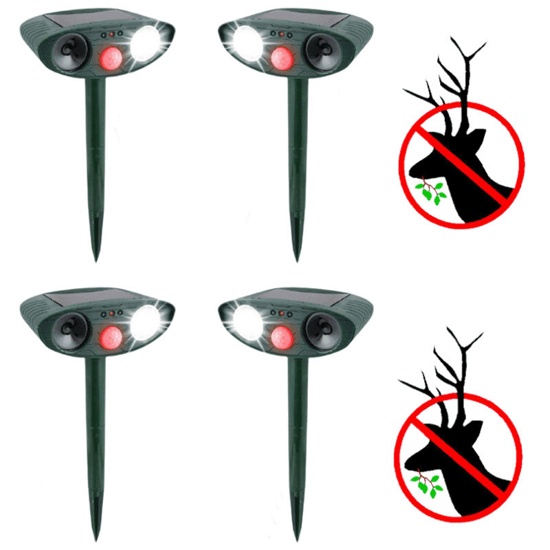 Ultrasonic Deer Repeller - Pack Of 4 Solar Powered - Get Rid of Deer in 48 Hours