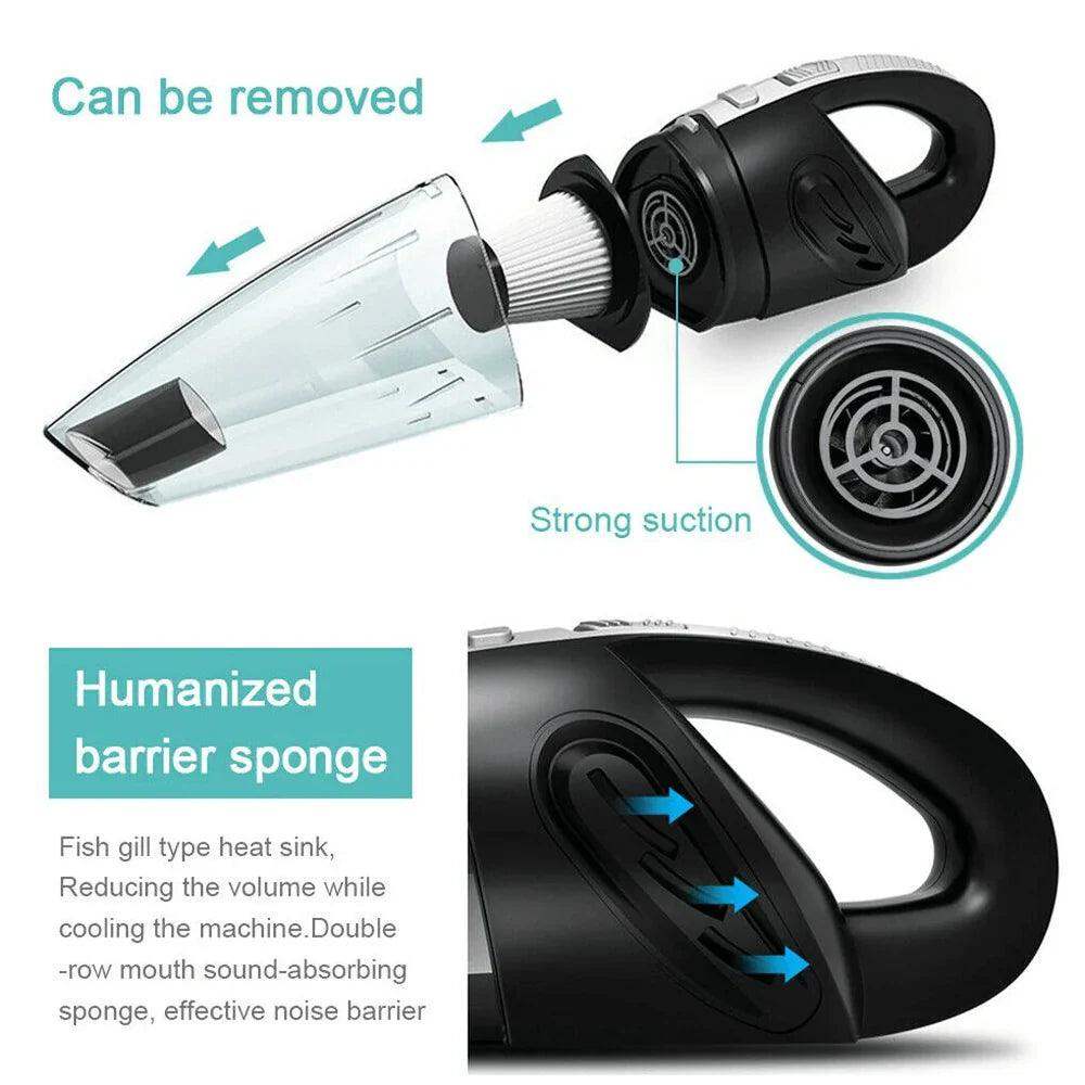 Handheld Cordless Vacuum Cleaner USB (120W 4000PA) for Car, Home, Pet hair and more (Wet/Dry)