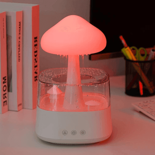 2-in-1 Desk Light Humidifier Rain Cloud Aromatherapy Essential Oil Zen Diffuser & Raining Cloud Night Light Mushroom Lamp