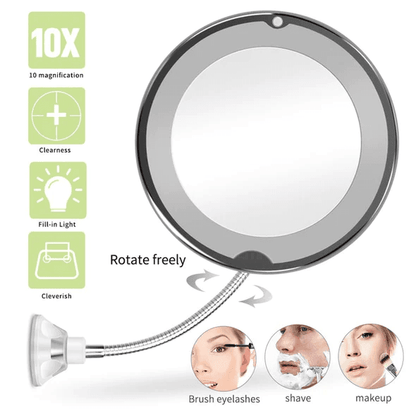 10X Magnifying LED Lighted Flexible Mirror