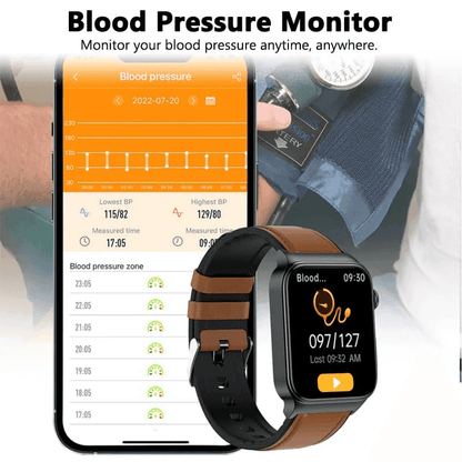 ECG Smart Watch with Blood Pressure Monitor Body Temperature Blood Glucose Heart Rate Blood Oxygen