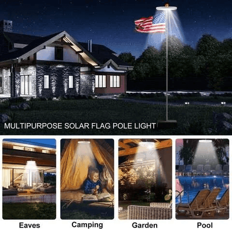 Solar Powered Flagpole Lights - All Night Long Last Flag Pole Lights - LED