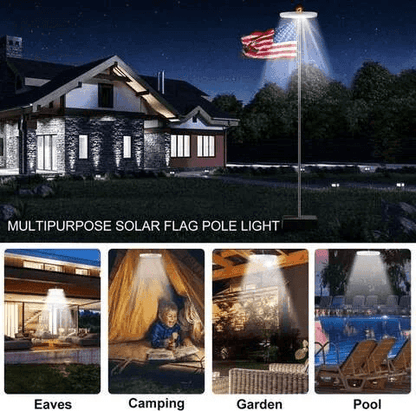 Solar Powered Flagpole Lights - All Night Long Last Flag Pole Lights - LED