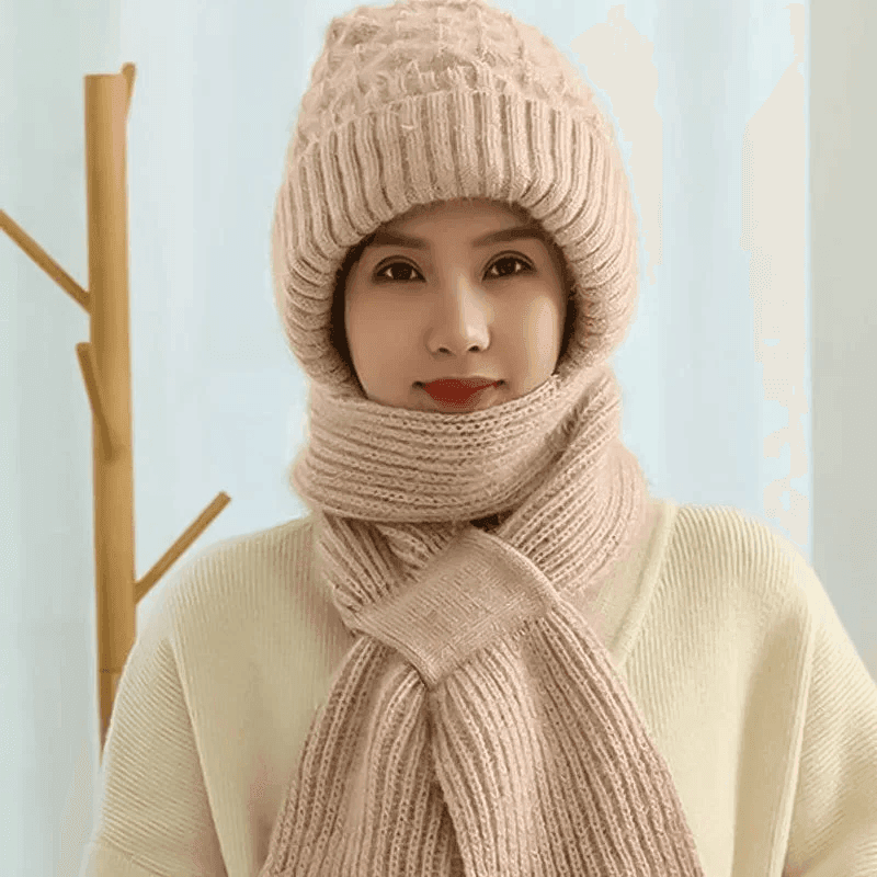 Women's Winter Integrated Ear Protection Windproof Cap Scarf