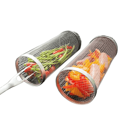 Stainless Steel Rolling BBQ Grill Basket