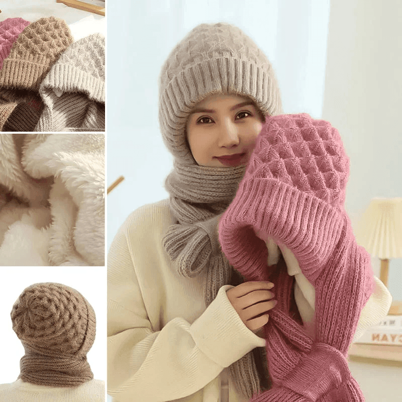 Women's Winter Integrated Ear Protection Windproof Cap Scarf