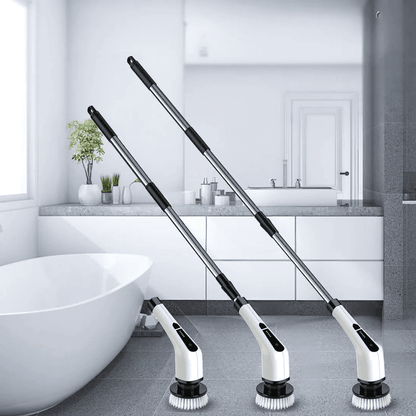 Electric Spin Power Scrubber Cordless Cleaning Brush Long Handle 7 Heads