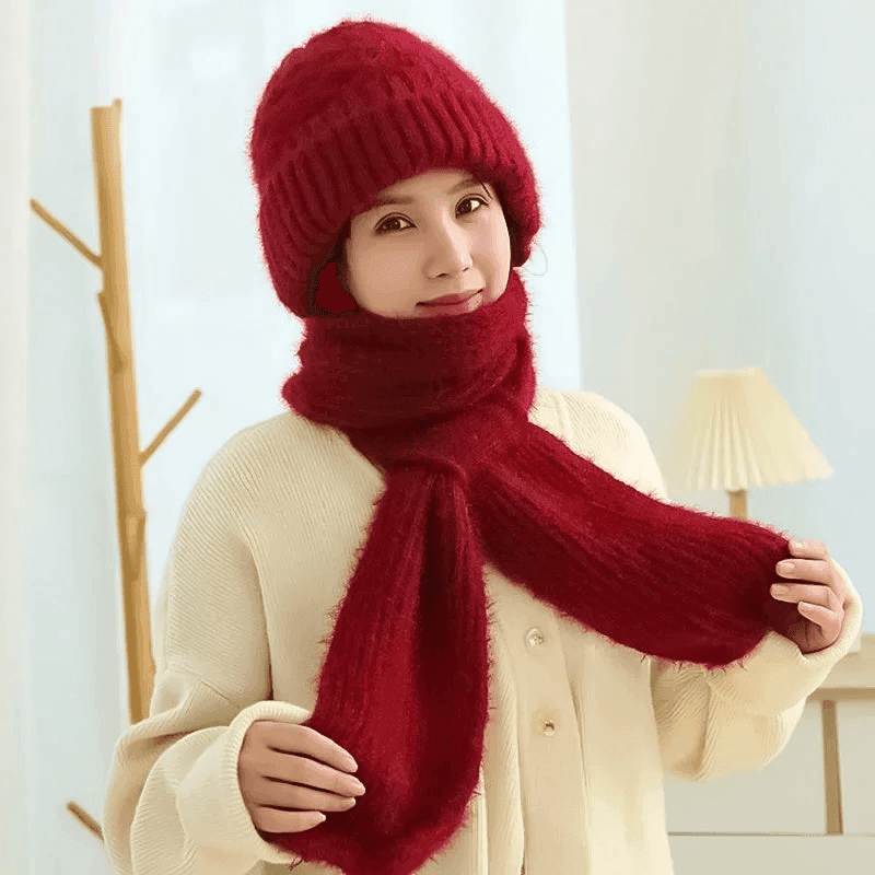 Women's Winter Integrated Ear Protection Windproof Cap Scarf