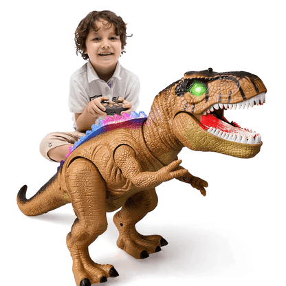 Remote Control T-Rex Dinosaur With LED Light Up, Walking & Roaring Realistic Dinosaur Toys